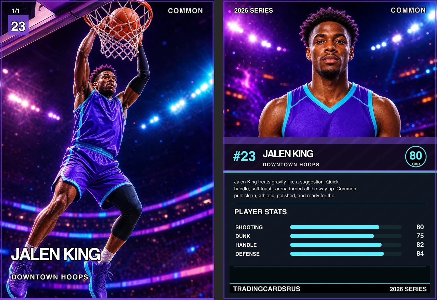 Example custom basketball trading card