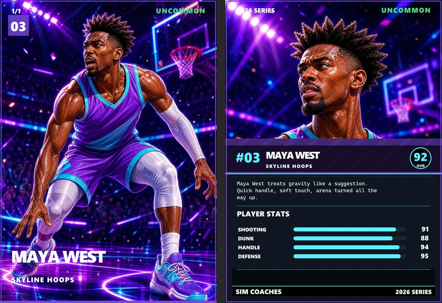 Front-and-back digital card produced by the online trading card maker