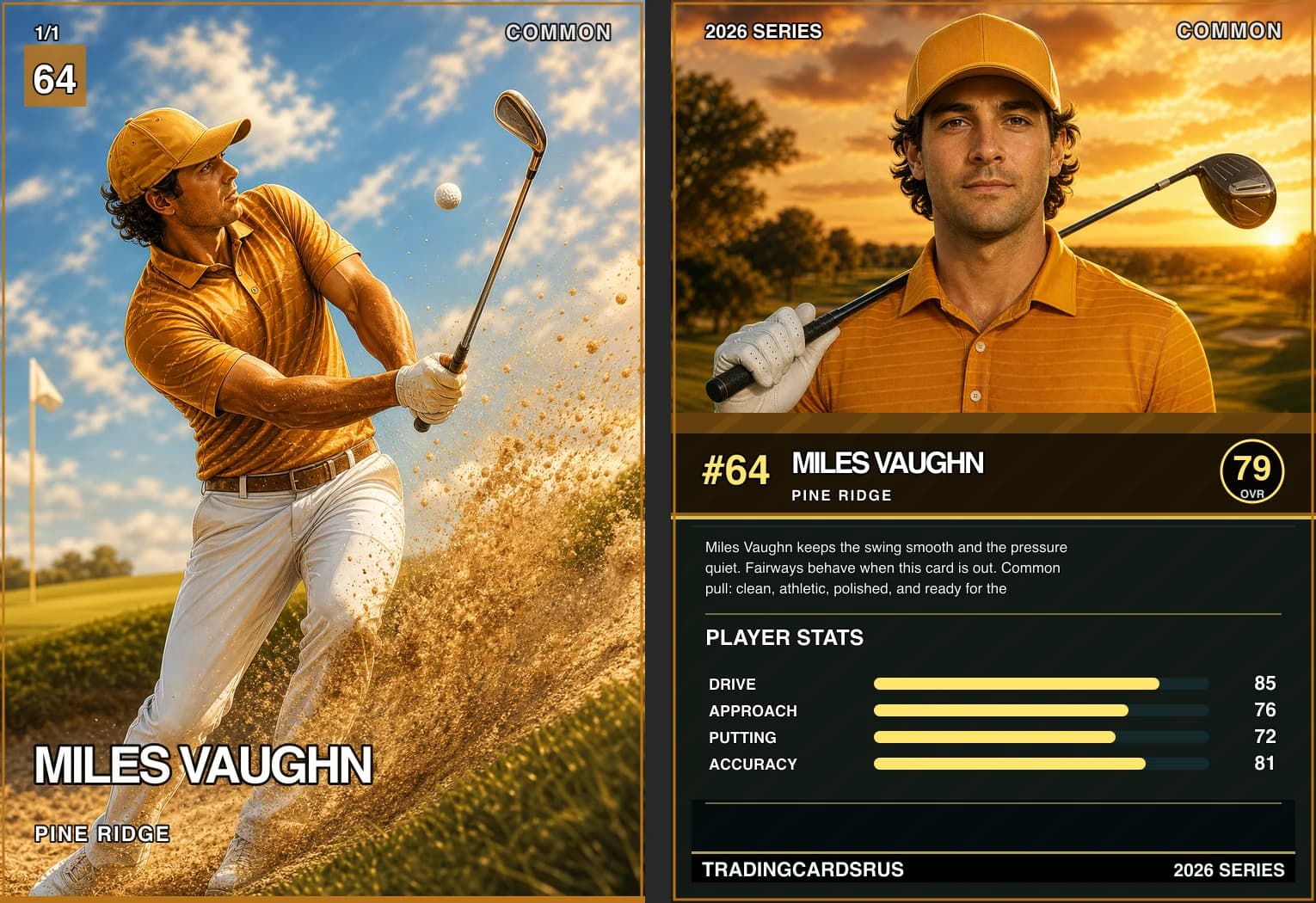Example custom golf trading card