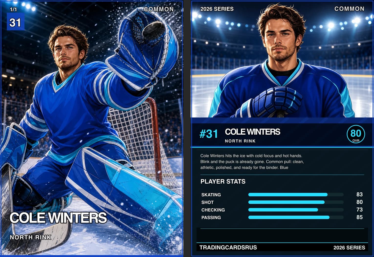 Example custom hockey trading card