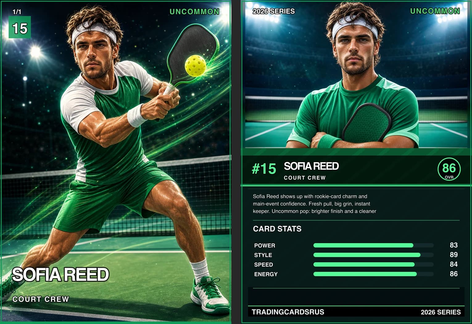 Example custom pickleball trading card